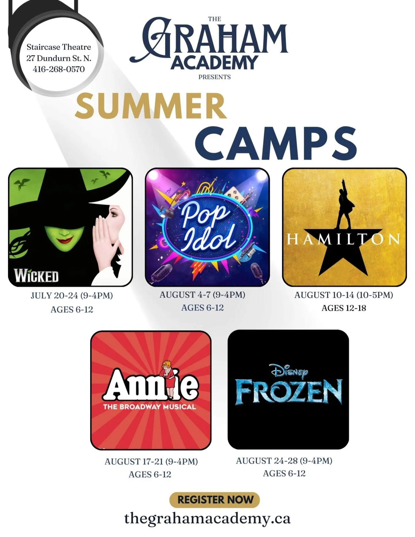 Summer Camps are filling up! Secure your spot for our Musical Theatre Camps! 
Link in bio. 
#summercamp #theatrecamp #hamontcamps 🎭