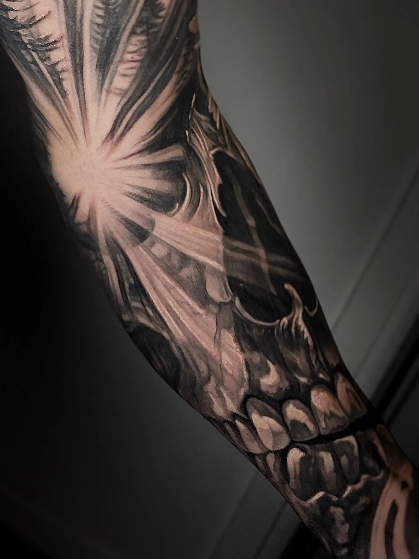 Big skull, forest, mountains &bull; say less ✅

I could tattoo skulls every day and never get bored.
If you&rsquo;ve got something along these lines in mind, let&rsquo;s make it happen 🔥

@lighthouse_tattoo 
@australiantattooistsguild 
@lotusneedles