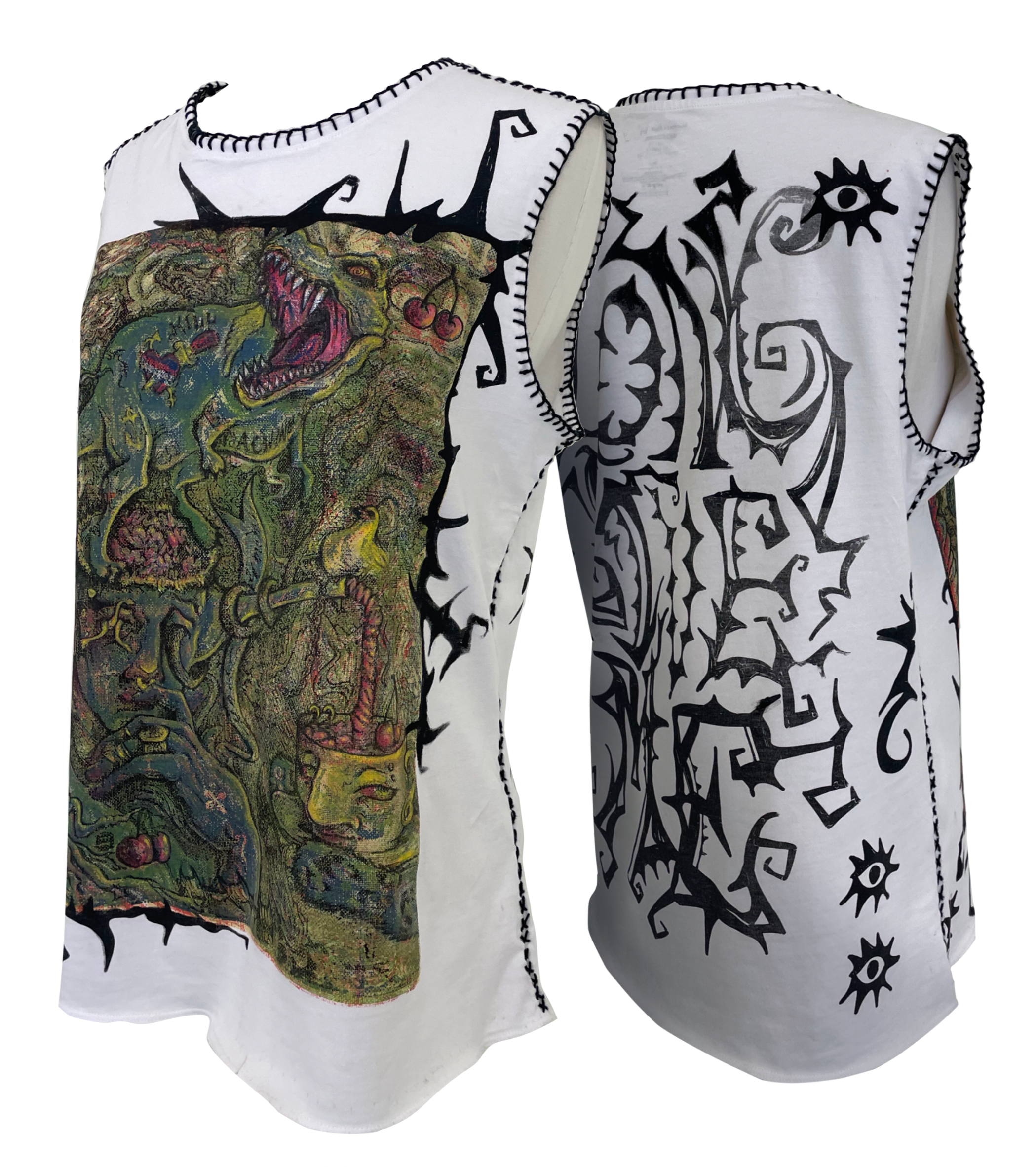 Screen-Printed Blanket Stitch Tank Top