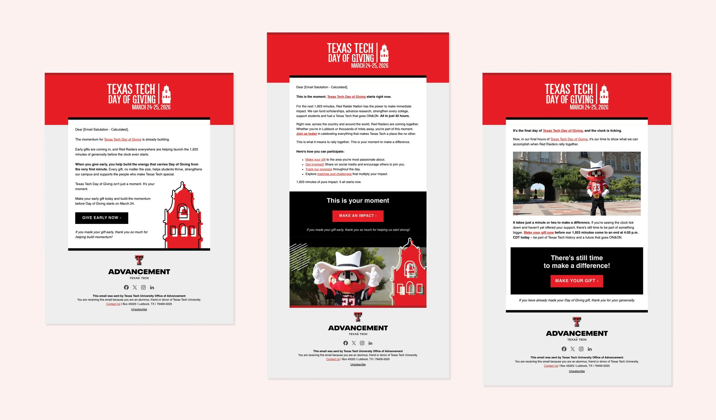 Texas Tech Day of Giving Emails