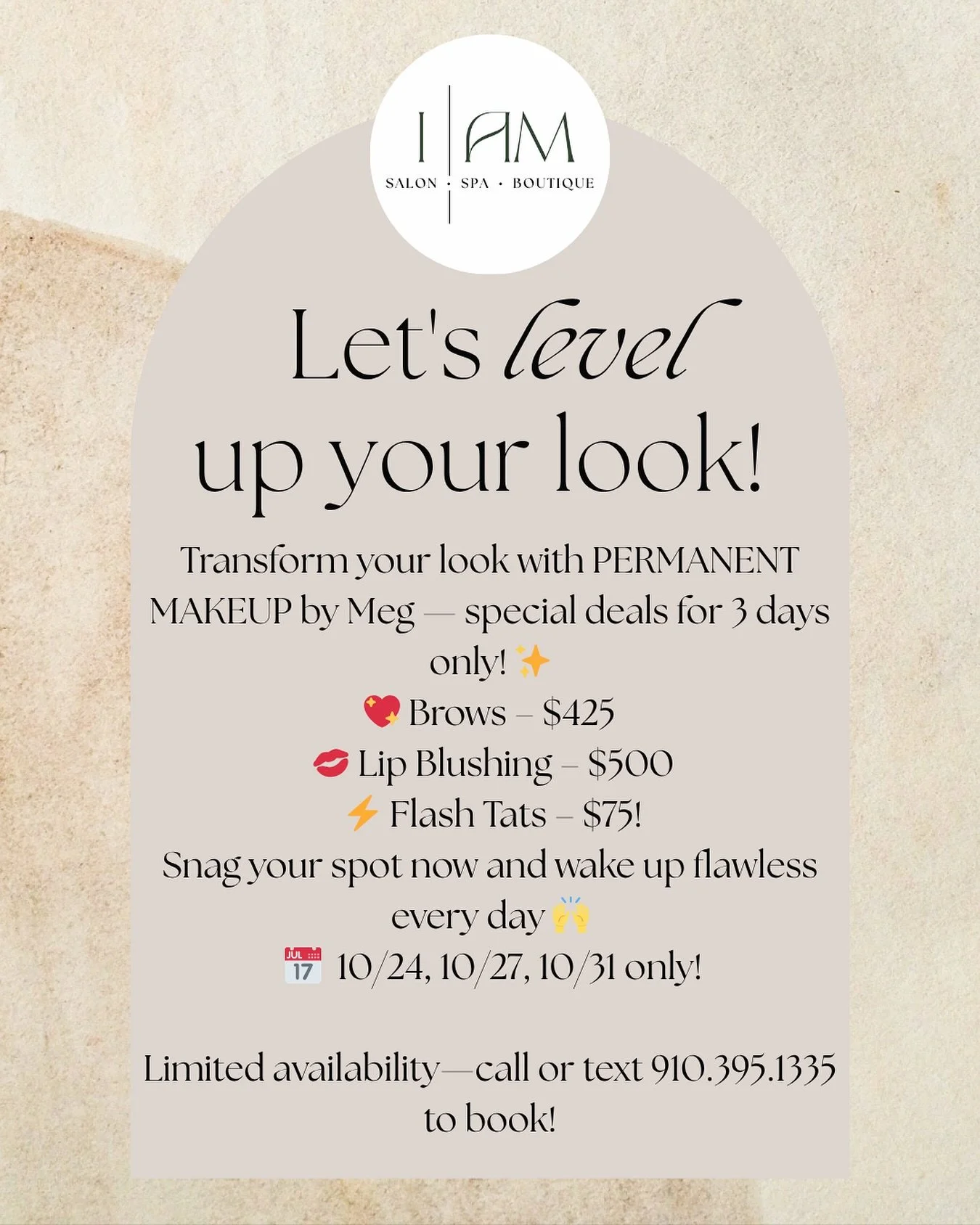 If you&rsquo;ve been thinking about it, this is your sign 🤍✨

Cut your getting ready time in half and restore confidence with permanent makeup, or celebrate spooky season with a Halloween flash tattoo! Call/text (910) 395-1335 to take advantage of t