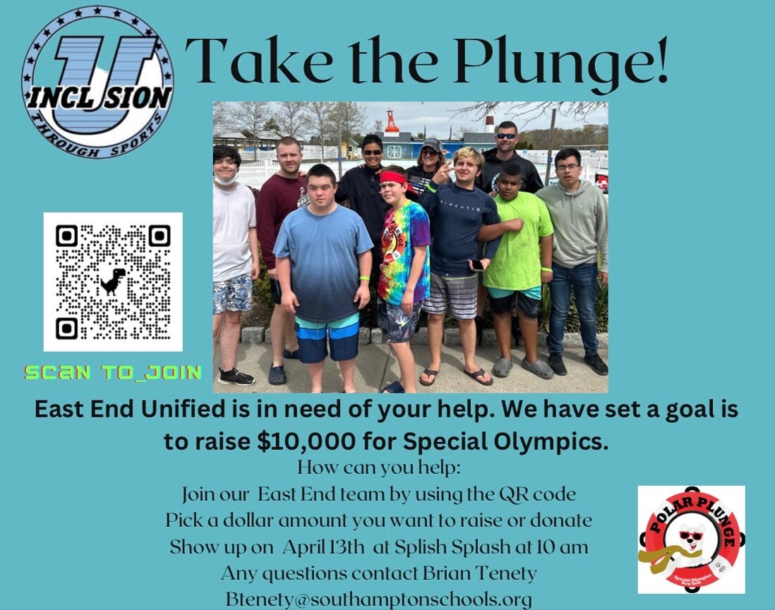 Come take the Plunge to support East End Unified and raise money for the Special Olympics.