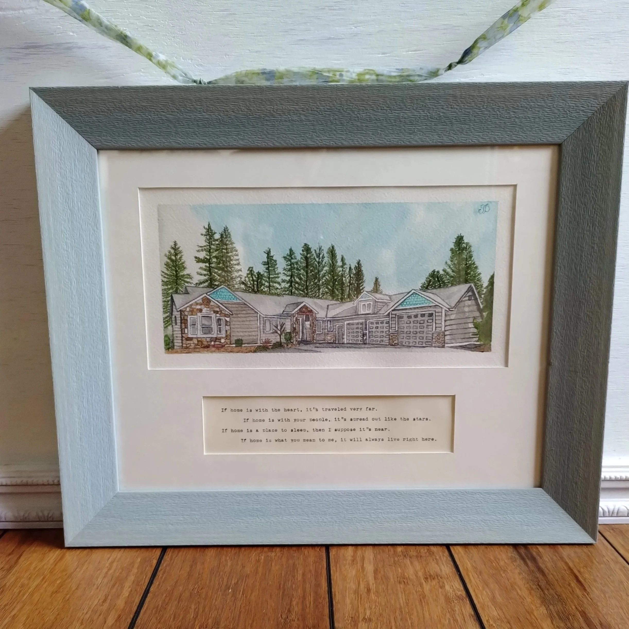 Custom House Watercolor and Original Poem created as a gift.