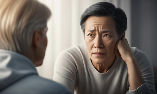 An addiction counselling session at Bali Harmony Rehab where a counsellor is working with a middle aged man who i focussed on what the counsellor is saying