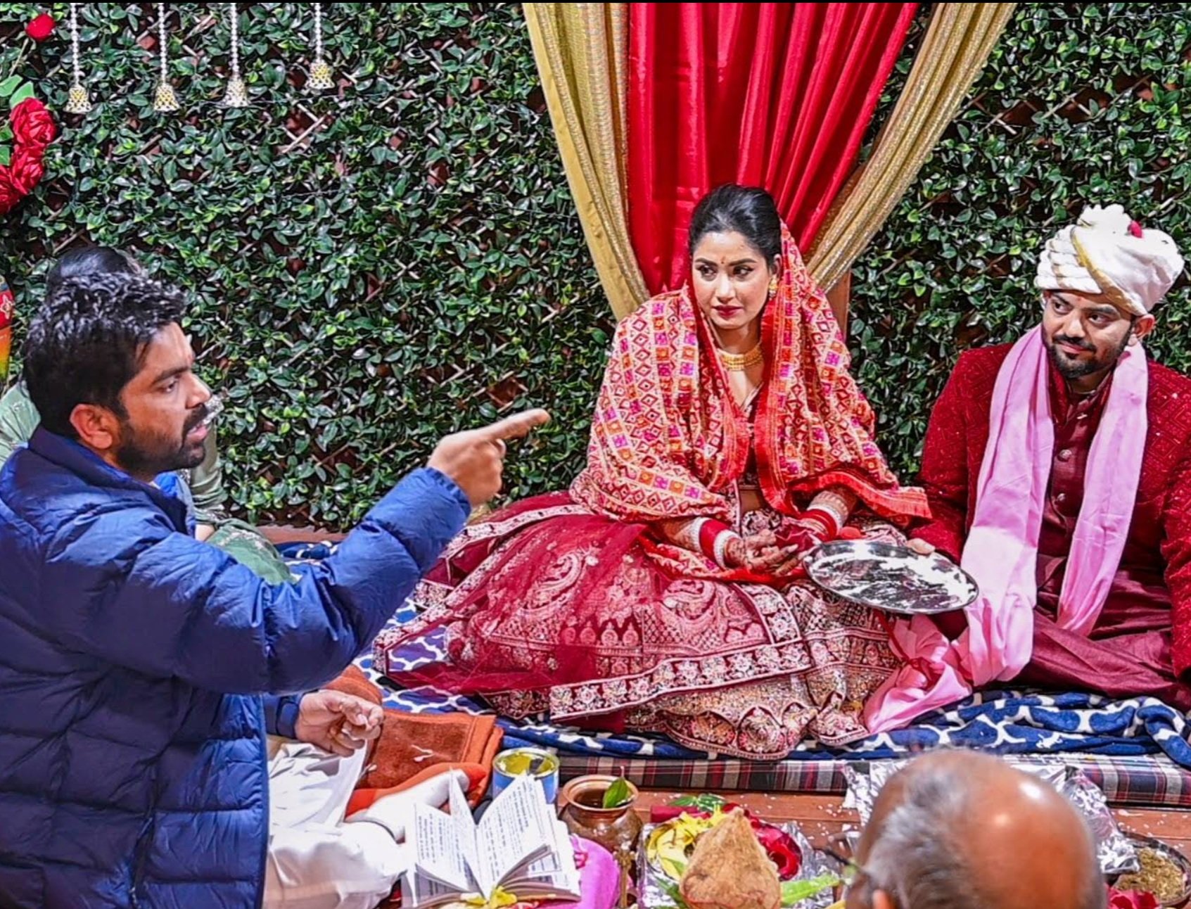 Indian wedding ceremony led by Hindu Priest and Pandit Acharya Raj.