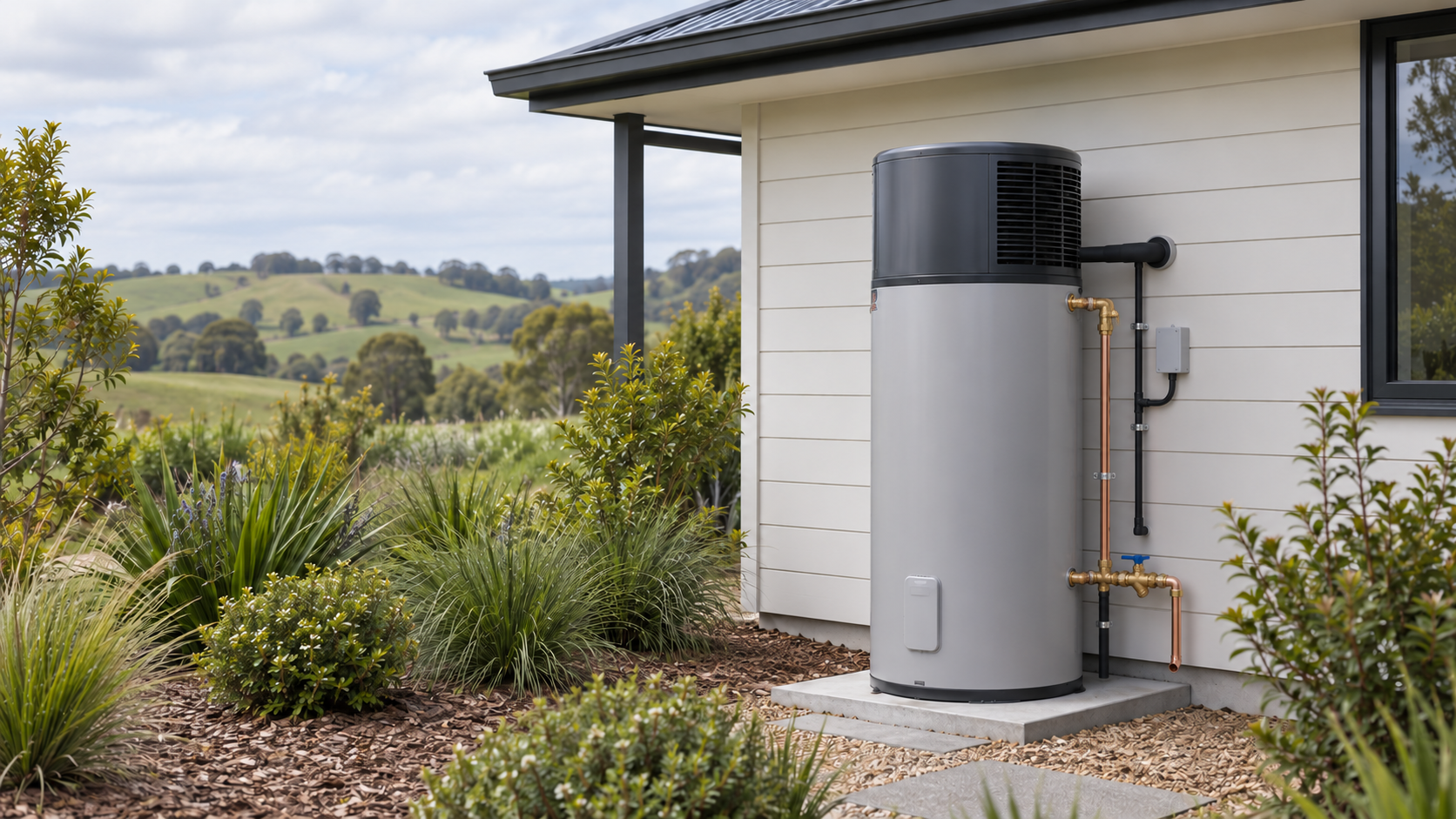 Heat-pump hot-water installation at a South Gippsland property