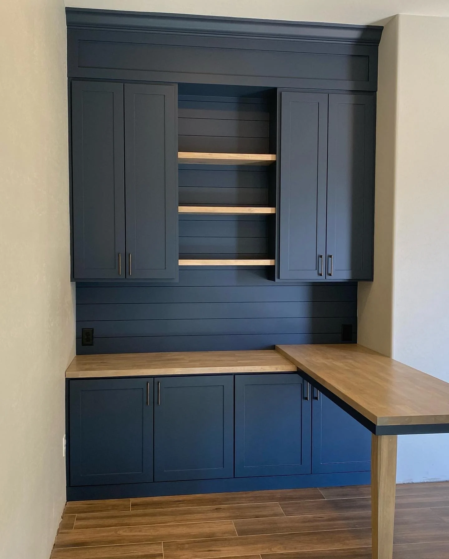 blue cabinets, office storage, dsek
