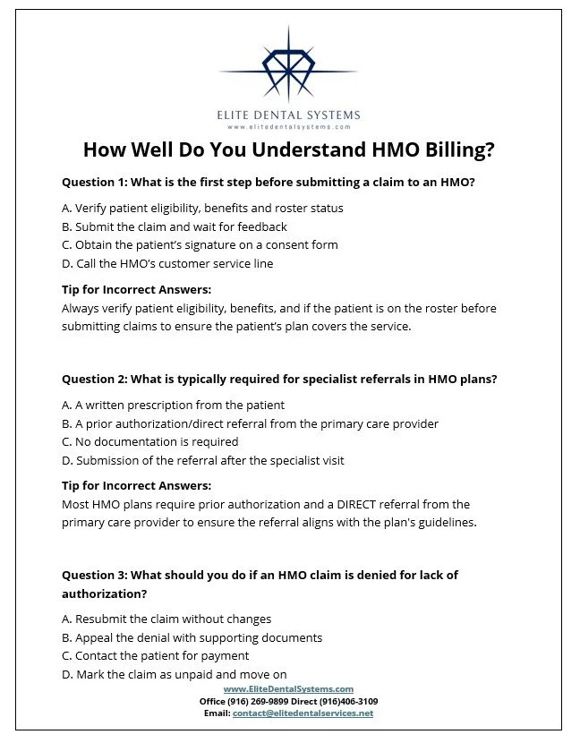 HMO Billing Quiz