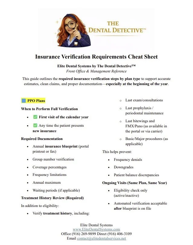 Insurance Verification Requirements Cheat Sheet