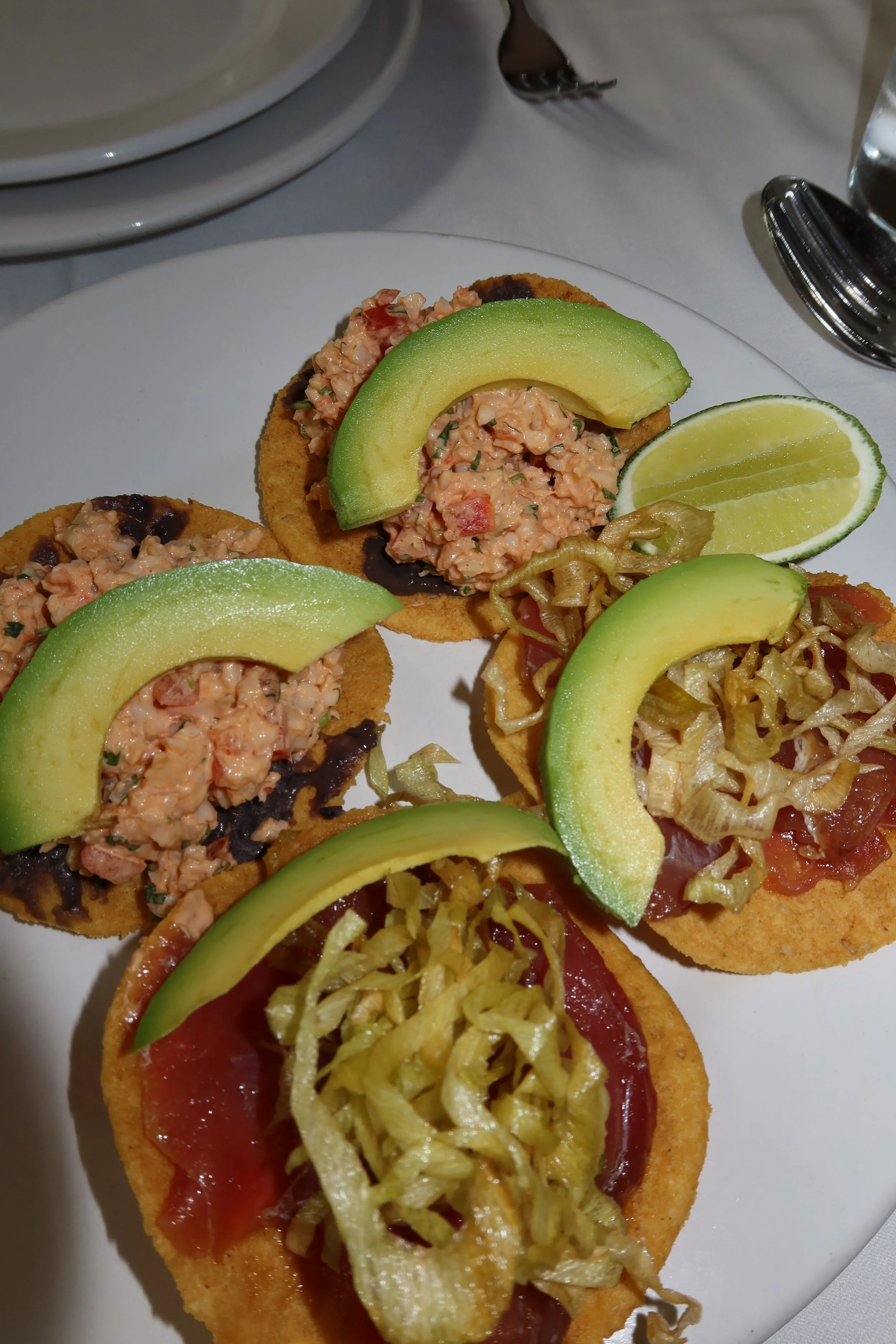 Conrtamar tuna and shrimp tostadas