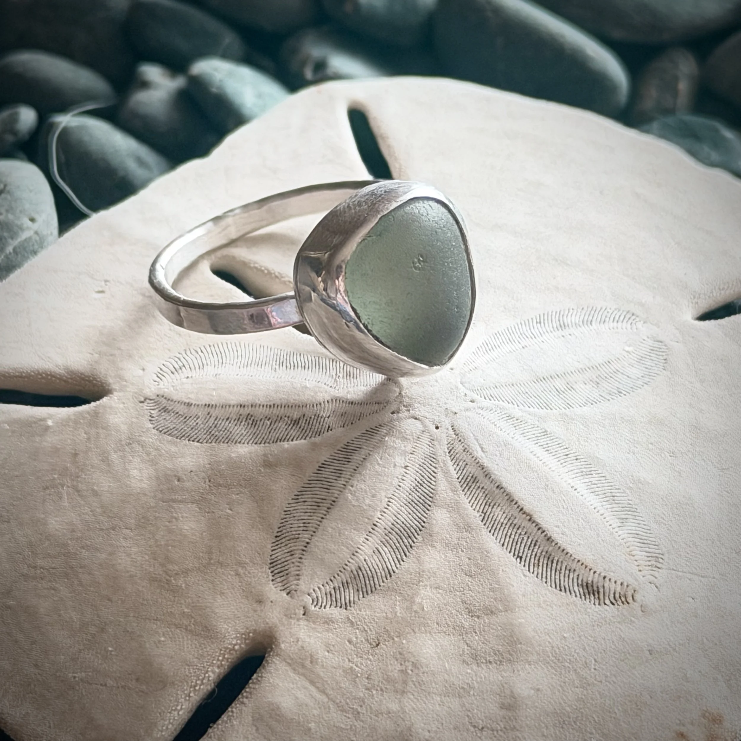 Sterling Silver Sea Glass Ring- Seafoam