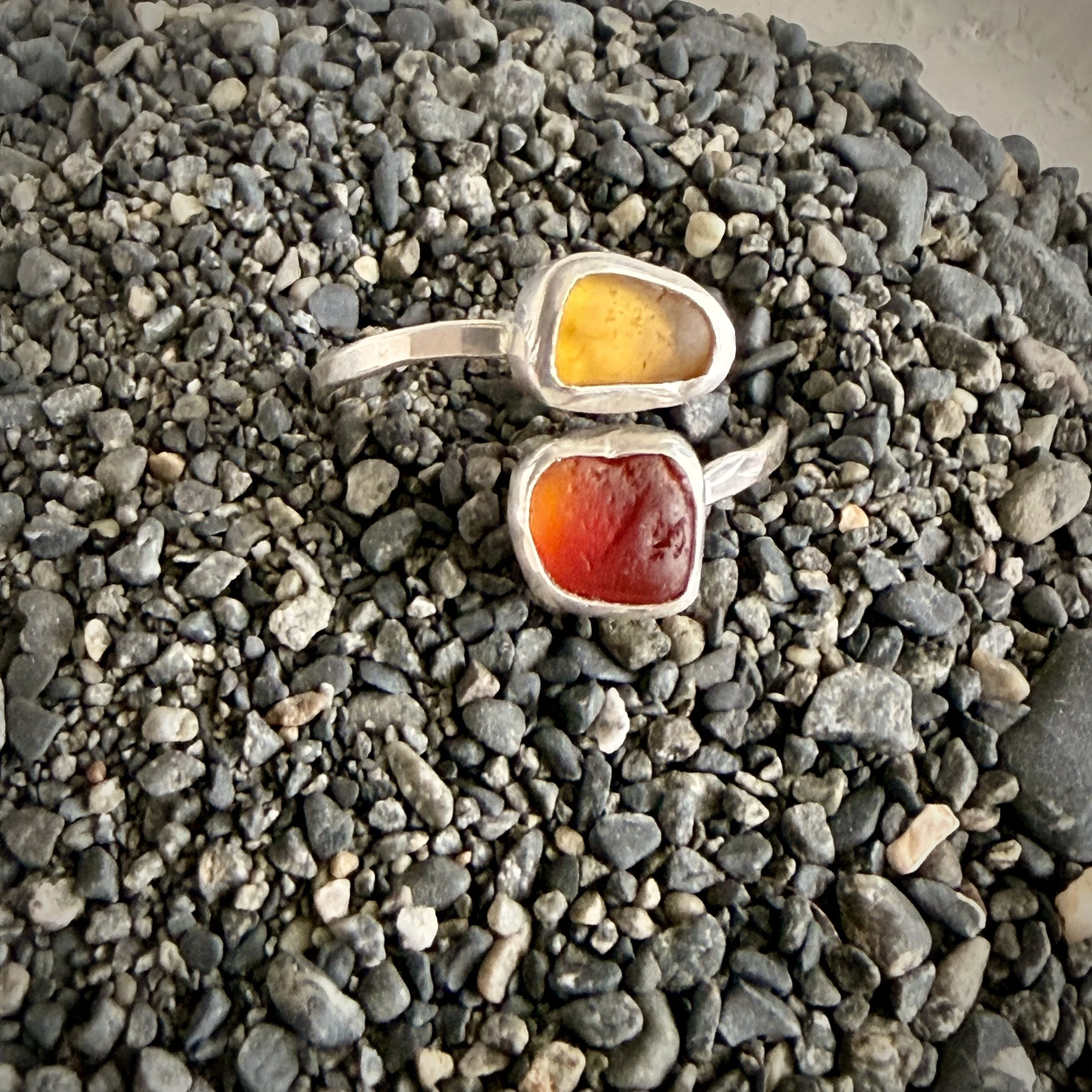 Sterling Silver Sea Glass Ring- Multi