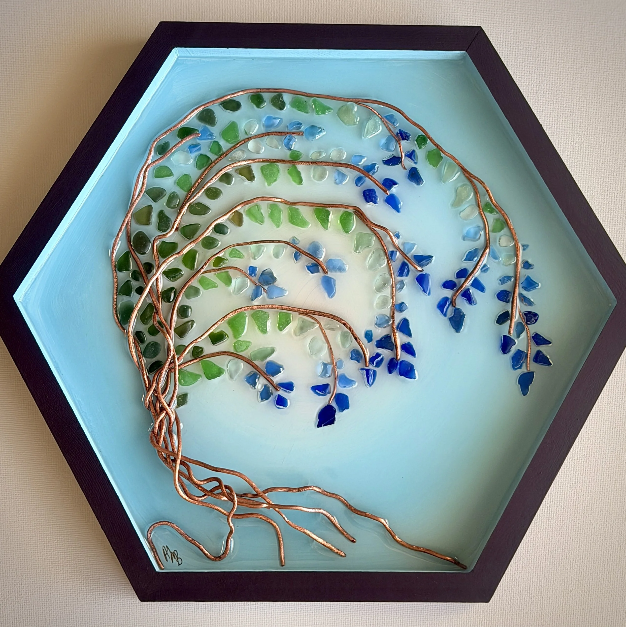 "Windy Tree" Sea Glass Art