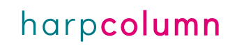 Harpo Column logo with the words 'harp' in teal and 'column' in pink