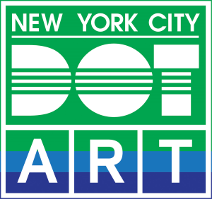 Logo for New York City Doe Art in green, white, and blue colors.