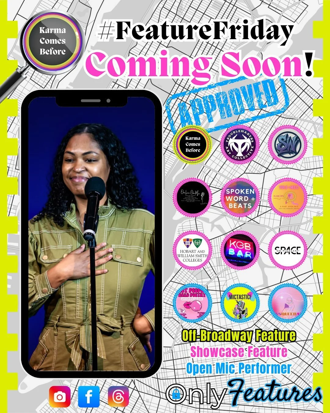 📌 BEGINNING FRIDAY &ndash; 7/25/25 &ndash; We will start featuring a decorated performer in the #NYCOpenMic community on our IG 🎬! Skip the line with a FREE #FeatureProfile on our site OR wait your turn with an interest DM/Email 🏄🏾&zwj;♀️! 

With
