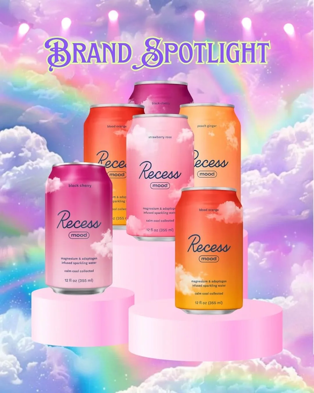 Looking for a feel good fix without the hangover? Try @drinkrecess' mood-lifting sparkling water! Featuring magnesium for lift and for balance, you'll feel calm, cool, and collected by the end of your can 🫧
