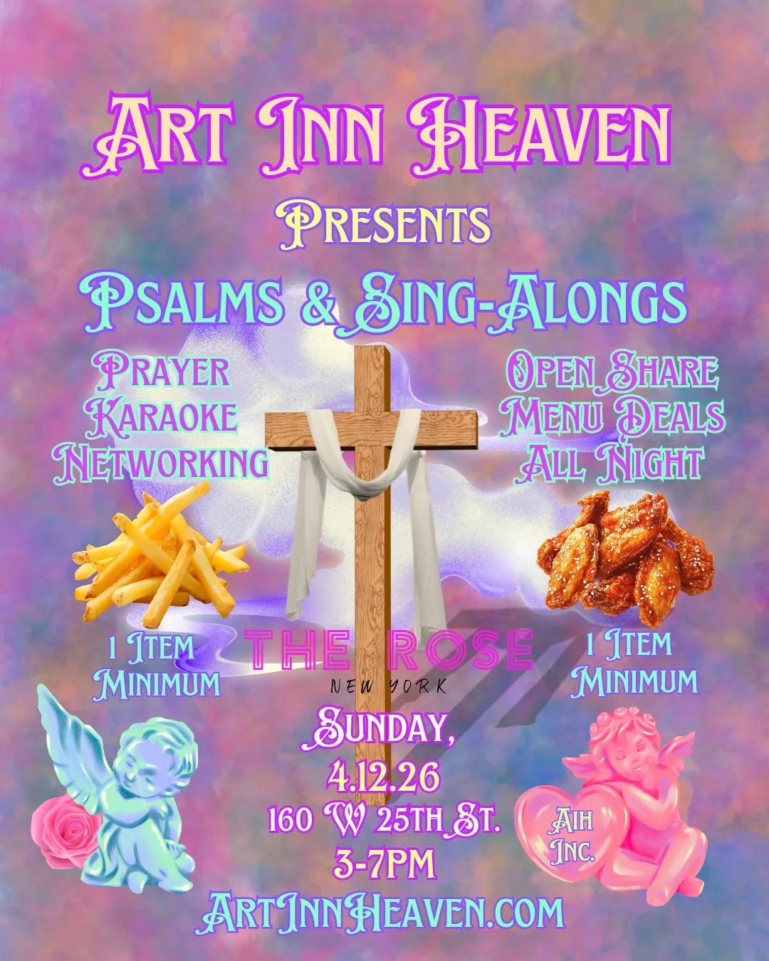 NEW EVENT just dropped 🪅!!! Come sing with Art Inn Heaven at @TheRoseNYC next weekend 🌹!!! 

🗓️: Sunday, 4.12.26
🏩: 160 W 25th St. 
⏰: 3-7pm
🤑: FREE!!! 

We hope to see you there 🪽!
&bull;
&bull;
&bull;
&bull;
&bull;
#freenycevent #nycevents #n