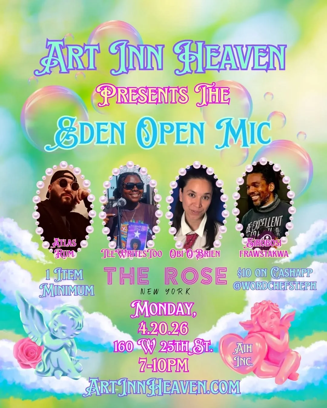 We're back at it again with our 4/20 Eden Open Mic 🪽! Featuring a curated lineup of poets, comedians, and music artists, you're sure to be in for a night to remember 💚. 

Let's laugh with @sayhiobi, find inspiration in @TeeWritesToo and @atlasrum_'
