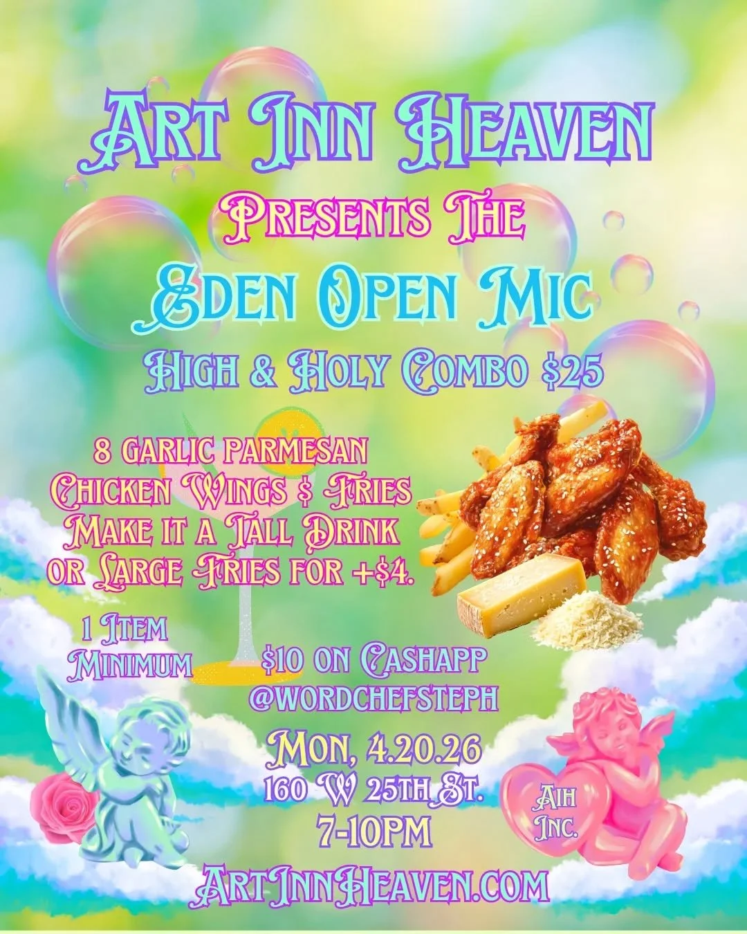One thing about @xowordchefsteph is she's gonna have FOOD at her events 😋 ! The Rose's new menu items now feature garlic parmesan wings 🍗 and and their wildly popular lychee martinis 🍸! 

Come explore Eden with us on Monday 4/20 as we express ours