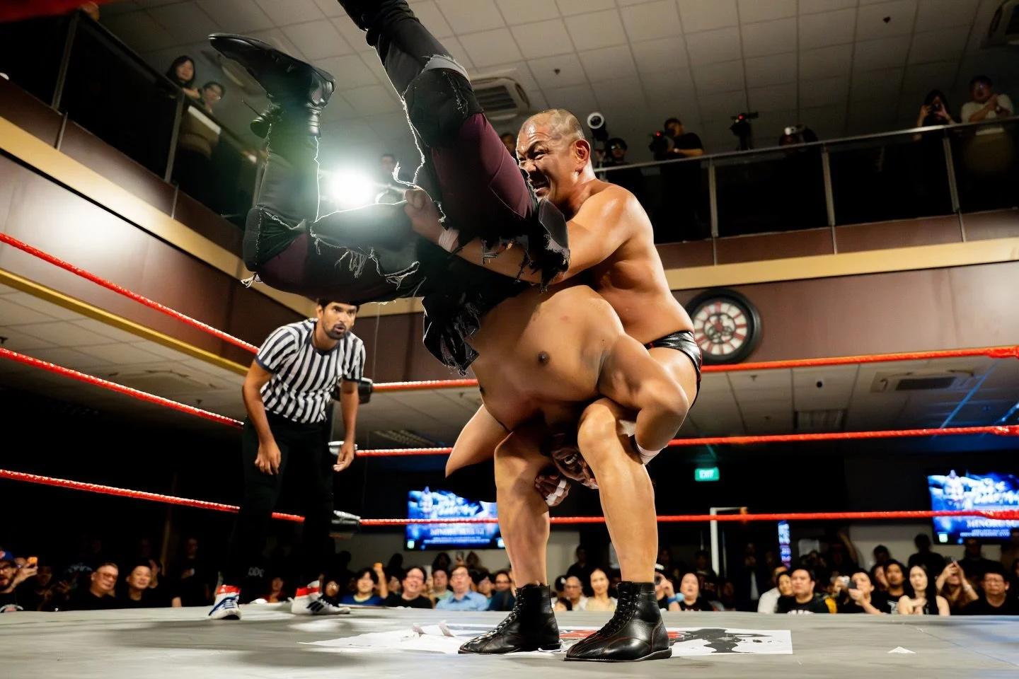 Main Event
Minoru Suzuki def. Da Butcherman via pinfall

Minoru Suzuki made his long-awaited SPW debut, facing off against our very own Da Butcherman in a singles match in the main event of SPW King&rsquo;s Landing. Da Butcherman went strike for stri