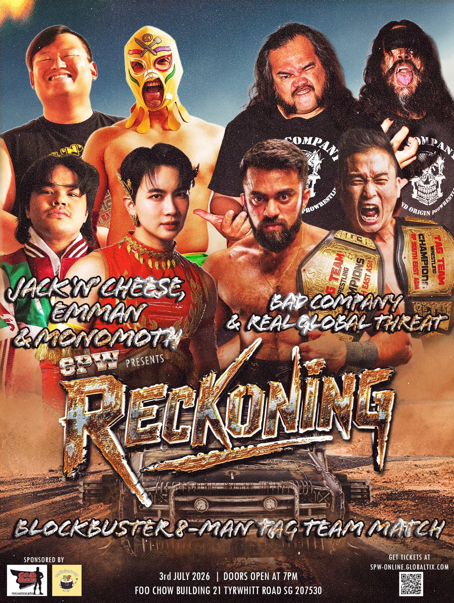 REAL GLOBAL THREAT TEAMS UP WITH BAD COMPANY TO TAKE ON JACK &lsquo;N&rsquo; CHEESE, EMMAN, AND MONOMOTH!

On July 3 at Foo Chow Building, Bad Company will make their return to SPW, this time teaming up against with SPW Tag Team Champions Real Global