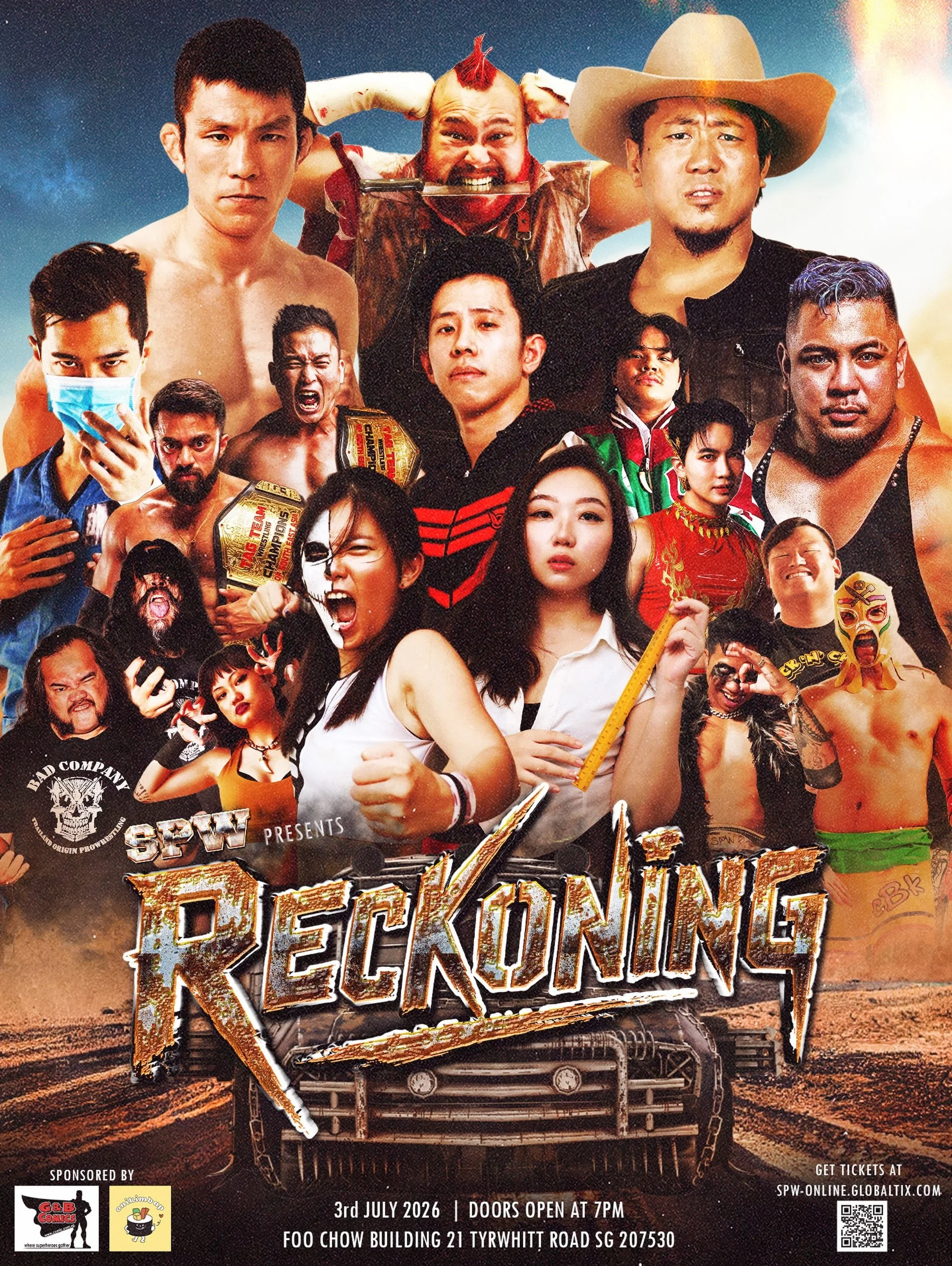 Surprise attacks. Number 1 contenderships. Bad blood brewing. The seeds have been sown. 

The day of reckoning comes on 3 July 2026, as Singapore Pro Wrestling presents SPW RECKONING at Foo Chow Building!

Wrestling superstars from all around Asia wi