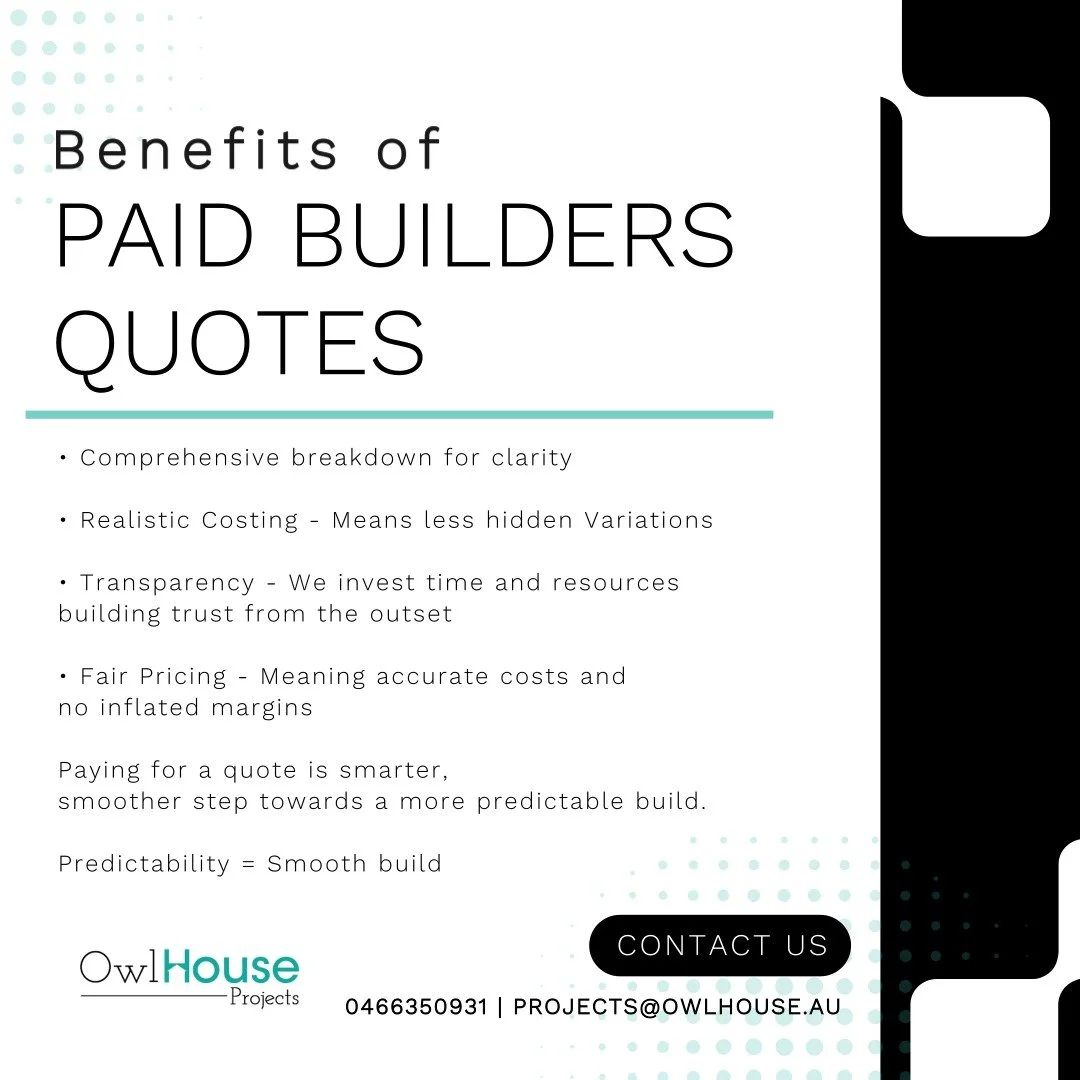 Paying your builder for a quote might seem like an extra cost upfront, but it can save you a heap in the long run. You get a proper breakdown, fewer surprises, and a clearer path forward&mdash;plus, it shows your builder&rsquo;s serious about doing t