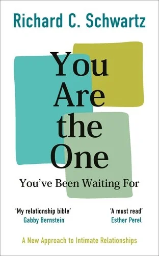 Book cover of 'You Are the One You've Been Waiting For' by Richard C. Schwartz, featuring green and blue geometric blocks and quotes from Gabby Bernstein and Esther Perel.