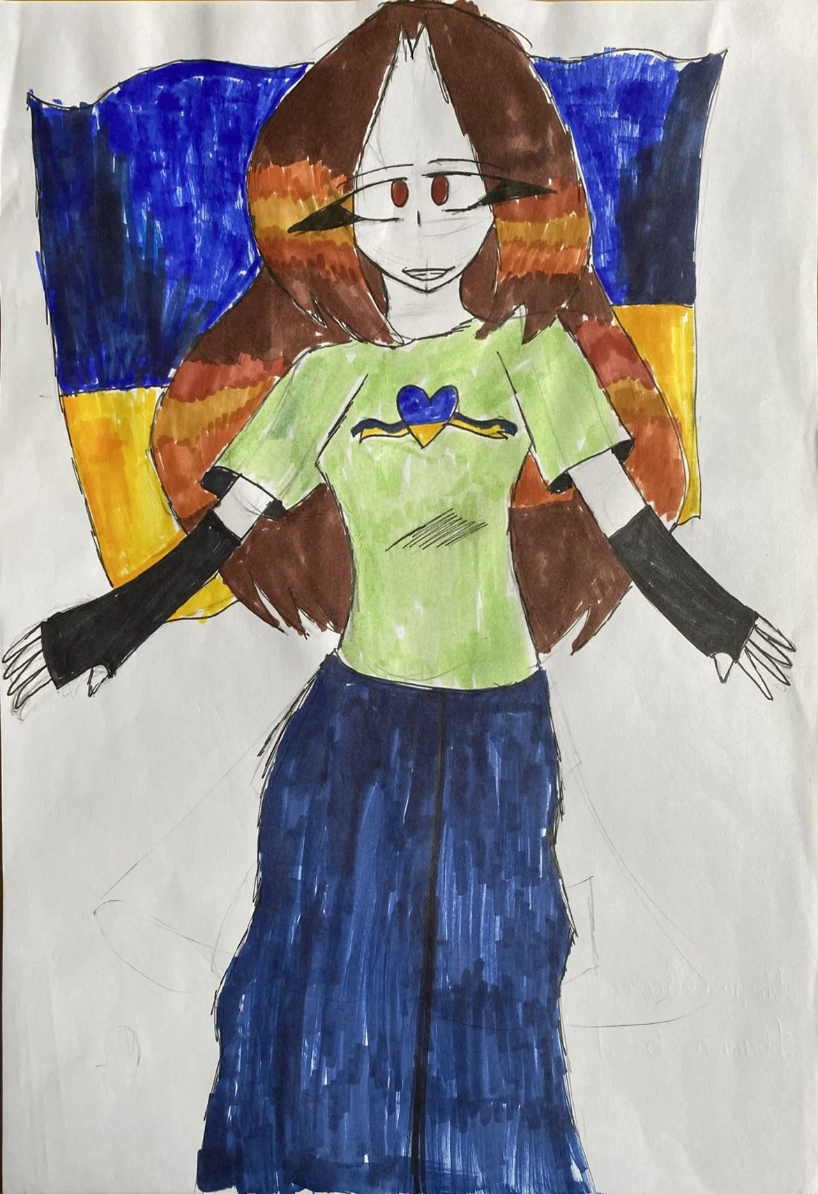   46. Ivanna Marakhovska, “In the arms of the world”   
 11 years old, Buchansky Lyceum #4 
   