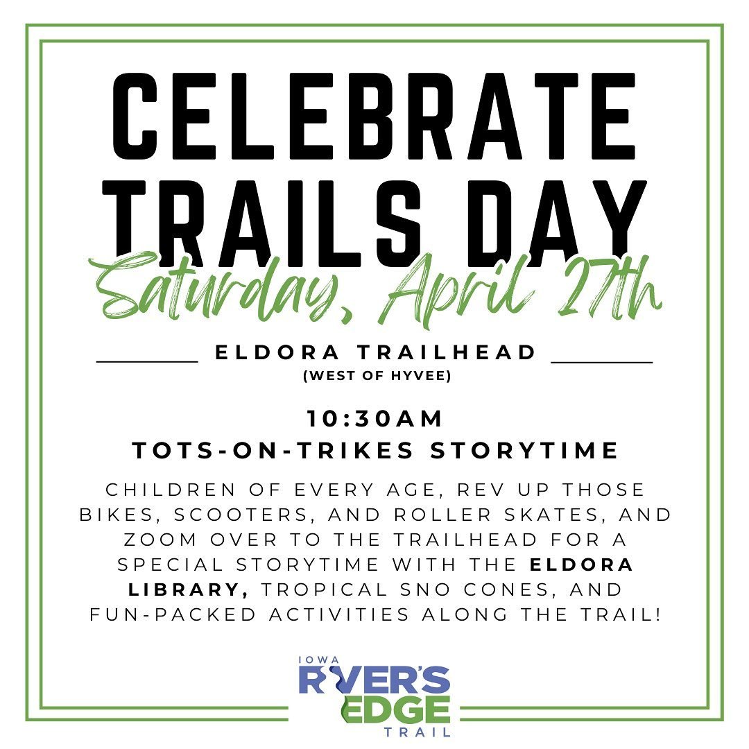 Bubbles, books, and snow cones, oh my! 🫧📚🍧

Following the trail cleanup, children and caregivers are welcome to join us at the trailhead on their bikes, scooters, or roller blades for a storytime session with the @eldorapubliclibrary starting at 1