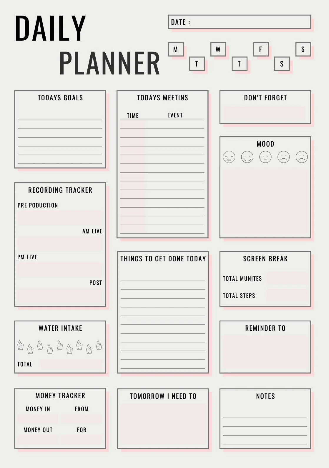 The Producers Weekly Planneer