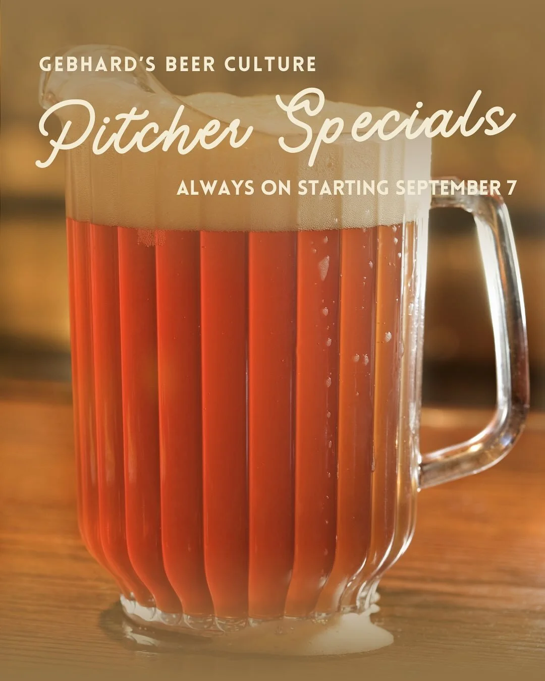 New Pitcher & Grampa Beer Specials at Gebhard’s
Starting Sunday, 9/7, we’re rolling out brand-new specials—available any time, every day moving forward.
🍺 64oz Garage Beer Pitchers + Food Combos
• $32 – Pitcher
&bu
