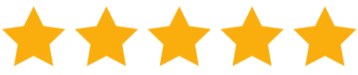 Five gold stars in a row on a black background