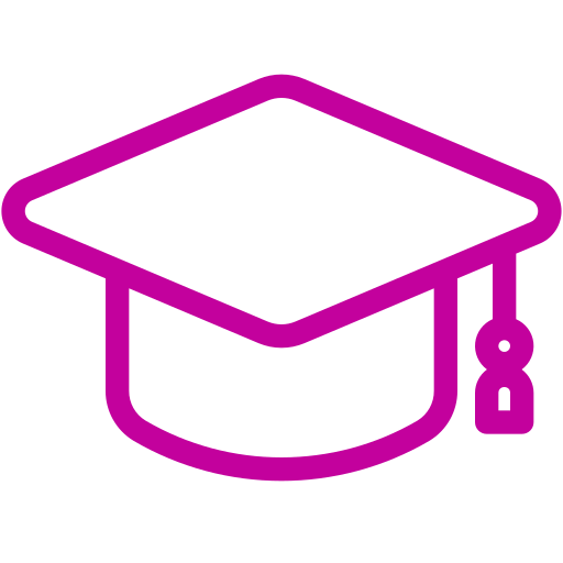 Purple graduation cap with a tassel.
