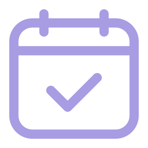 A calendar icon with a checkmark inside to symbolize completion or scheduled tasks
