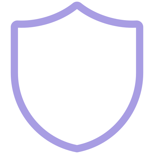 Outline of a shield with a purple border and transparent interior.