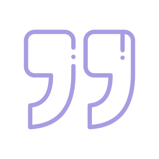 Illustration of purple quotation marks on a black background.