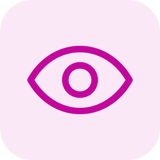 Purple eye icon on a light purple background.