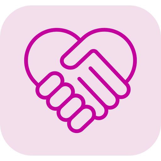 Outline drawing of two hands forming a heart shape