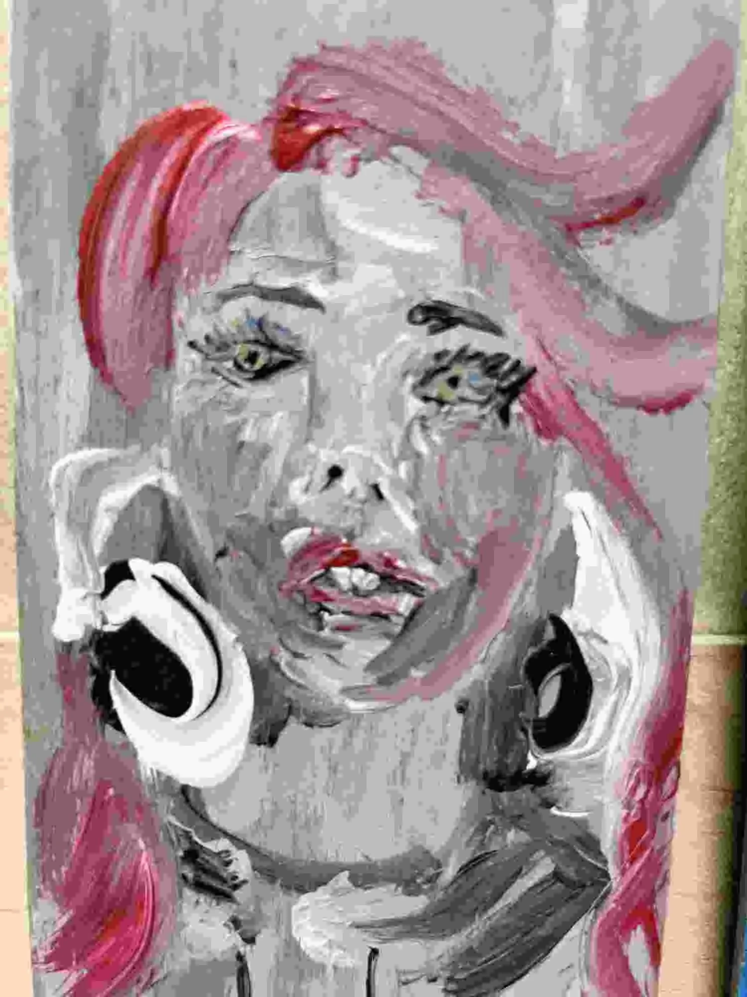 close up headphones bubble gum chris shopland hand painted bookmark.jpg