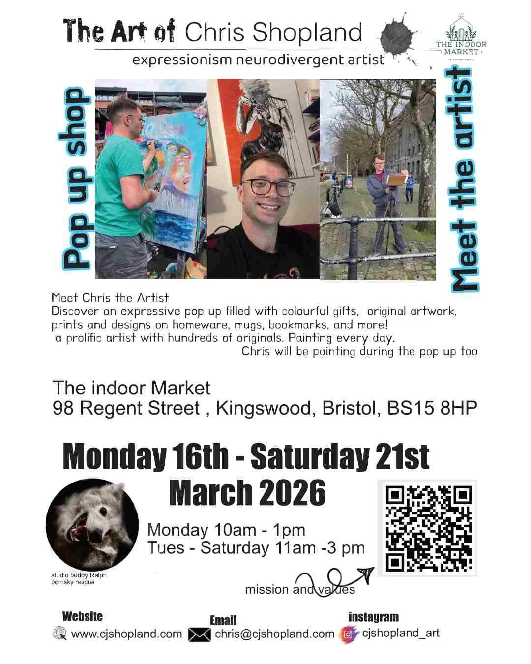 Pop-Up Artist shop at the indoor Market: 16–21 March