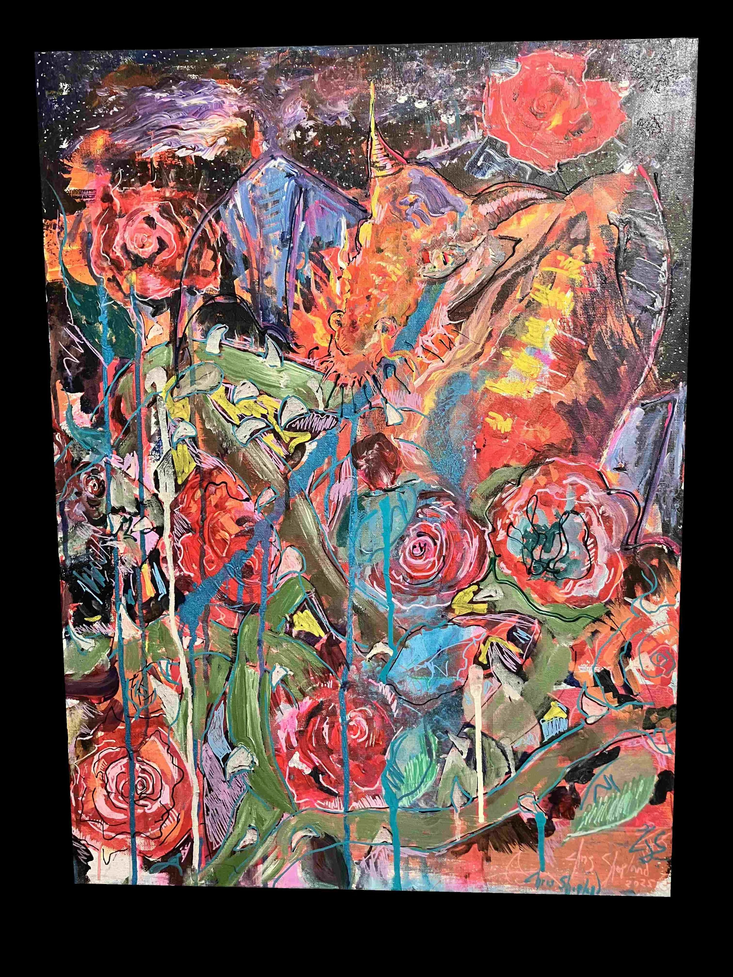 soaring among thorns 18 x 24 acrylic chris shopland.jpg