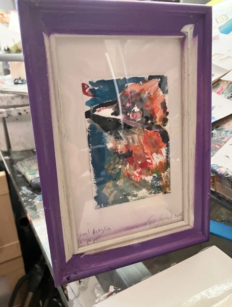 Chris Shopland UK Bristol Expressionist artist mini birb acrylic painting business card sized.jpg