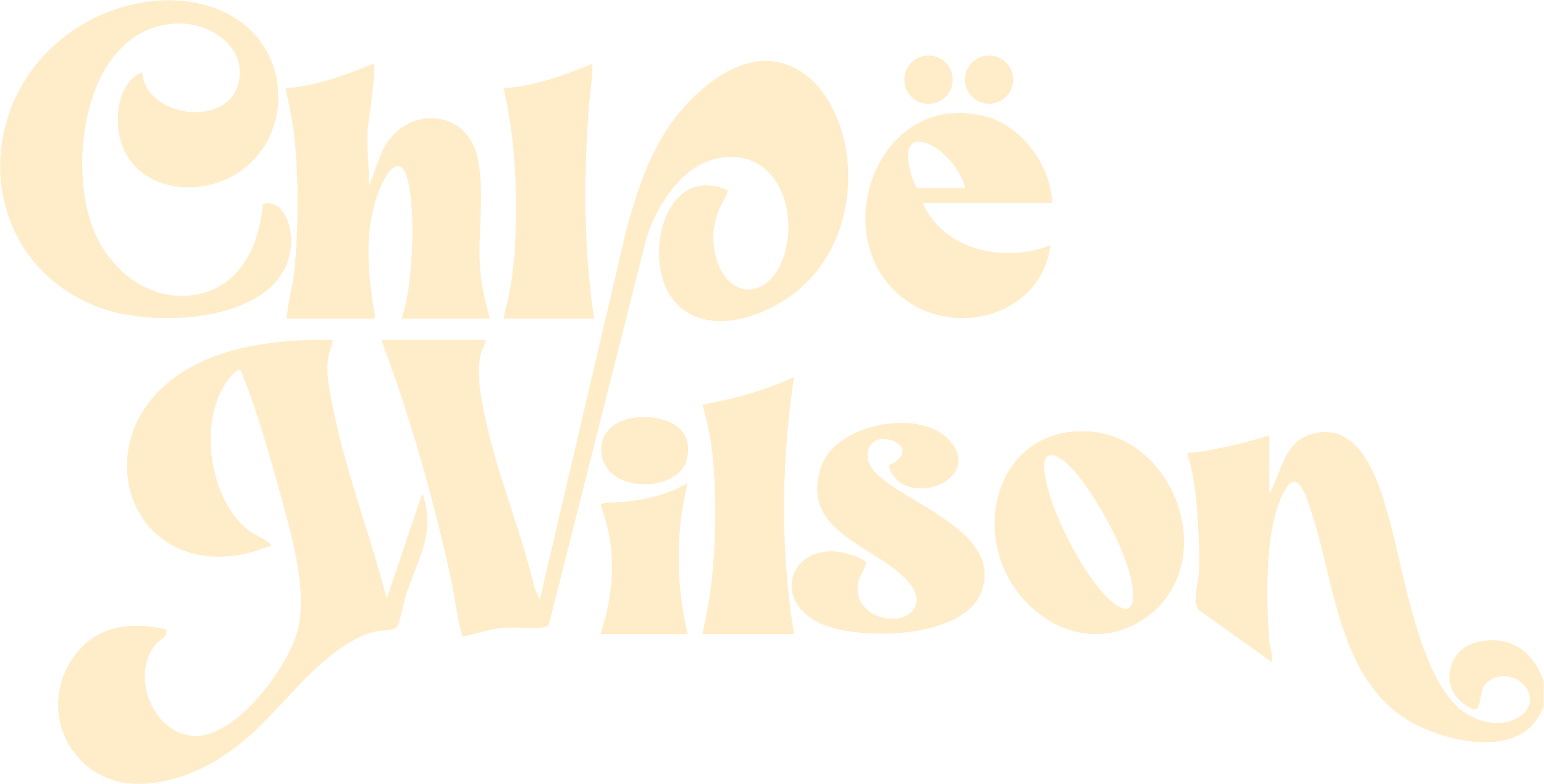 The text and logo of Chloë Wilson (music artist, musician) written in large, stylized, cream-colored letters on a black background.