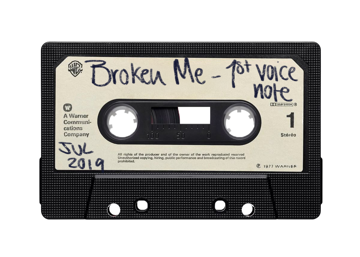 retro style cassette tape on the entrance page for the world of broken me by music artist Chloë Wilson
