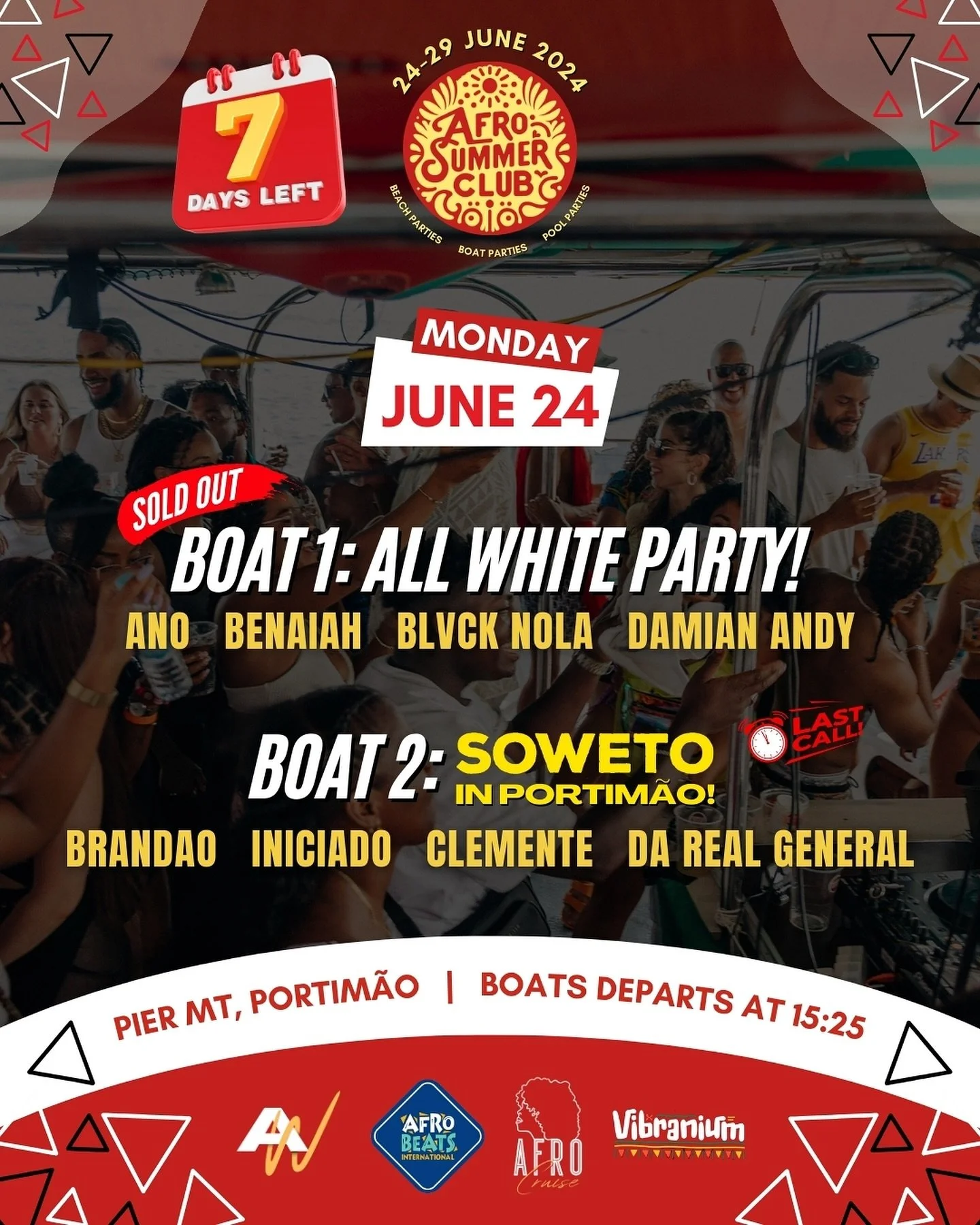Sold out means no tickets left! Last call final tickets! 🎫 #afrosummerclub #afronation @afrocruise @afrobeatsinternational @amapianoworldwide @sowetoinlisbon @mode.nads @roadtrip.am