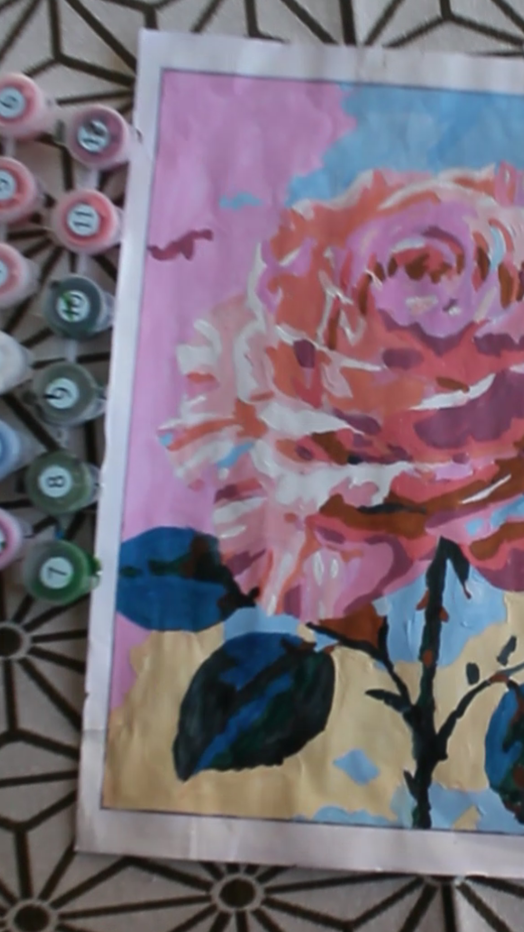 Printable Pastel Rose DIY paint-by-numbers Pattern Download