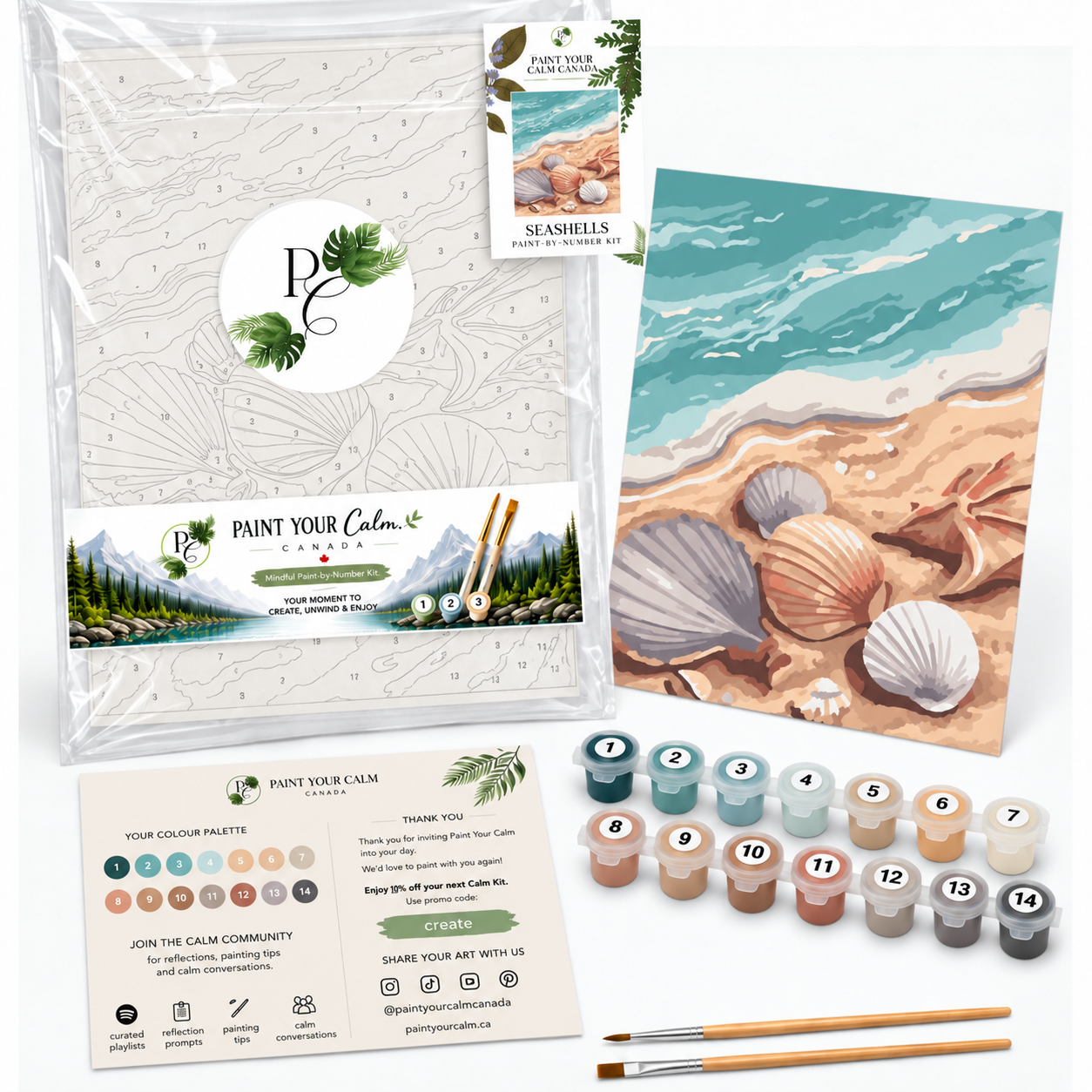 Seashell Tranquility Paint-by-Numbers Set