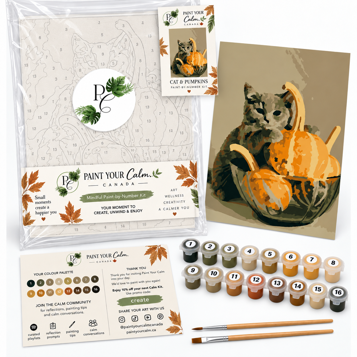 Pumpkin Kitten Soothing Relaxation Art Set